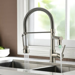 ZUN Kitchen Faucet with Pull Down Sprayer Brushed Nickel Stainless Steel Single Handle Kitchen Sink W1932130216