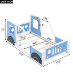 ZUN Twin Size Classic Car-Shaped Platform Bed with Wheels,Blue WF296353AAC