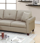 ZUN Beige Color Glossy Polyfiber Tufted Cushion Couch Sectional Sofa Chaise Living Room Furniture B011118996