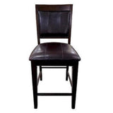 ZUN Farmhouse Style 2pc Dark Brown Espresso PU Counter Height Chair Bar Stool Footrest Faux Leather B011P148066