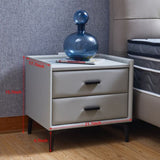ZUN Nightstand, Modern Nightstand with 2 Drawers, Night Stand with PU Leather and Hardware Legs, End W1168114613