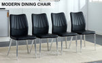 ZUN Four black dining chairs. Modern chairs from the Middle Ages. Made of PU material cushion and silver W1151135495