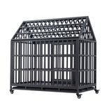 ZUN Heavy Duty Dog Cage pet Crate with Roof & window on roof W206115370