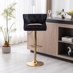 ZUN Bar Stools With Back and Footrest Counter Height Dining Chairs-Velvet Black-2PCS/SET W67663277