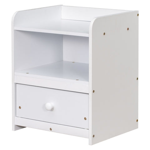 ZUN Nightstand, Bedside Table with Open Storage Cabinet, Drawer,White W50459227