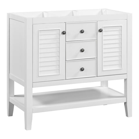 ZUN 36" Bathroom Vanity without Sink, Cabinet Base Only, Two Cabinets and Drawers, Open Shelf, Solid WF299657AAK