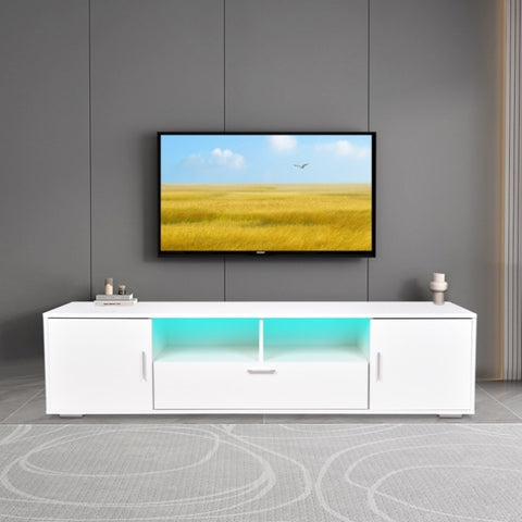 ZUN Modern TV stand with LED Lights Entertainment Center TV cabinet with Storage for Up to 75 inch for W162594687