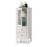ZUN FCH Nordic Simple MDF Spray Paint Single Door Two Drawer Bathroom Cabinet White 55571410