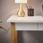 ZUN Simple Solid Wood Straight Leg Desk With Drawer For Office Home - White W2181P156757