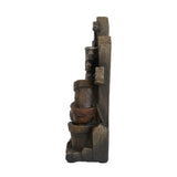 ZUN 7.7x3.9x13.6" Brown and Gray Water Fountain with Antique Water Pump Design and LED Light W2078138943