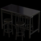 ZUN 5-piece rural kitchen table with four bar stools, metal frame and MDF, black W57862598