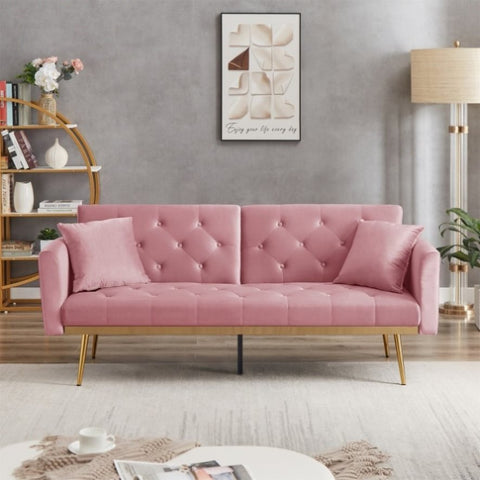 ZUN Convertible Futon Sofa Bed, Modern Reclining Futon Loveseat Couch with 2 Pillowa Sleeper Sofa for W2272143053