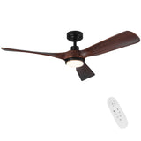 ZUN 52 in. Integrated LED Indoor Brown Wood Ceiling Fan with Light Kit and Remote Control W136782187