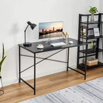 ZUN 47.2"W x 23.6"D x 29.6"H Metal Frame Home Office Writing Desk - Full Black W1314101917