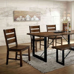 ZUN Walnut Finish Solid wood Industrial Style Kitchen Set of 2 Dining Chairs Slat Back Chairs B01178727