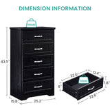 ZUN Modern 5 Tier Bedroom Chest of Drawers, Dresser with Drawers, Clothes Organizer -Metal Pulls for W1668141847
