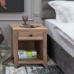 ZUN Farmhouse Nightstand, Bedside Table with Drawer and Shelf, Wood Storage Cabinet for Home Bedroom, W104157245