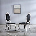ZUN Leatherette Dining Chair with Oval Backrest Set of 2, Stainless Steel Legs W131165712
