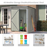 ZUN TOPMAX Patio 5ft Wx3ft. L Garden Shed, Metal Lean-to Storage Shed with Lockable Door, Tool Cabinet WF285307AAE