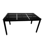 ZUN Rectangle Tempered Glass Dining Table with Nine Block Box Pattern Black 43588161