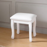 ZUN White Vanity Stool Padded Makeup Chair Bench with Solid Wood Legs W102747362