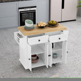 ZUN Kitchen Island Cart with Two Storage Cabinets Two Locking Wheels,43.31 Inch Width,4 Door Cabinet 13275149