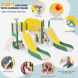 ZUN Kids Slide Playset Structure 7 in 1, Freestanding Spaceship Set with Slide, Arch Tunnel, Ring Toss PP322884AAL