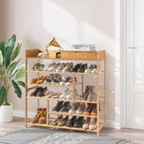 ZUN 6-Layer Shoe Rack with 2 Drawers, Bamboo Color 55385259