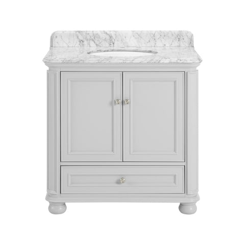ZUN 36'' Bathroom Vanity with Carrara Natural Marble Top and Backsplash, Bathroom Storage Cabinet with W1059P155228