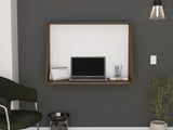 ZUN Lewiston 1-Shelf Floating Wall Desk Mahogany and White B06280401