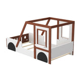 ZUN Fun Play Design Twin Size Car Bed, Kids Platform Bed in Car-Shaped for Kids Boys Girls Teens,White+ WF312561AAK