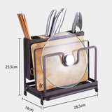 ZUN Kitchen Multifunctional Storage Rack with Drip Tray Cutting Board frame Tableware Cutlery Rack 87631103
