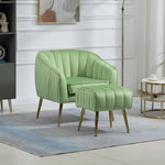 ZUN Velvet Accent Chair with Ottoman, Modern Tufted Barrel Chair Ottoman Set for Living Room Bedroom, W133360447