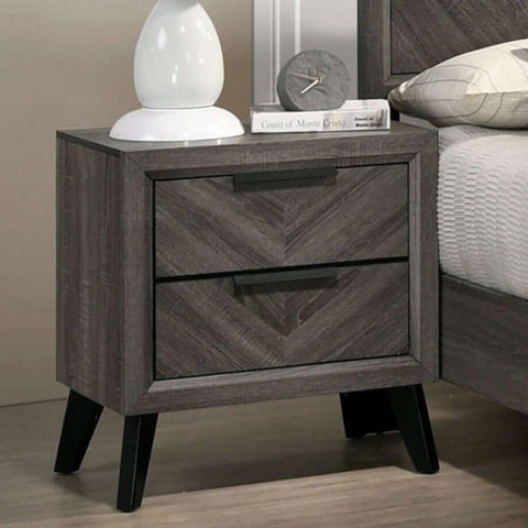 ZUN Contemporary Gray Color 1pc Nightstand Bedroom Furniture Solid wood Chevron Pattern 2-Drawers B011P152646