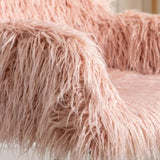 ZUN HengMing Modern Faux fur home office chair, fluffy chair for girls, makeup vanity Chair W21222750