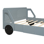ZUN Full Size Car-Shaped Platform Bed with Wheels,Gray WF311753AAE
