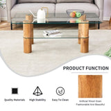 ZUN Modern minimalist double-layer transparent tempered glass coffee table and coffee table, paired with W1151P149102