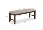 ZUN 1pc Traditional Charm Brown Finish Standard Height Dining Bench Light Gray Fabric Upholstery Solid B011P145136