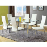 ZUN Set of 2 Padded White Leatherette Dining Chairs in Chrome Finish B016P156844