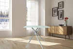 ZUN 36" Square Frosted Tempered Glass Table B091119898