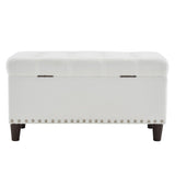 ZUN 31.5 Inches 80*41*42cm Teddy Velvet With Storage Copper Nails Bedside Stool Footstool Off-White 38929502