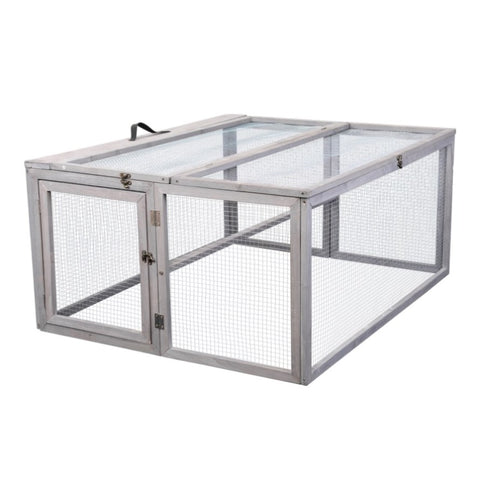 ZUN Folding Rabbit Hutch with Roosting Bar, Wood Collapsible Guinea Chick Run, Outdoor Bunny Cage, W2181P152980