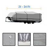 ZUN 21-24ft 600D Oxford Fabric High Quality Waterproof Boat Cover with Storage Bag Gray 21056198