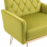 ZUN COOLMORE Velvet Armchair Single Sofa Modern Tufted Upholstered Side Reading Chairs with Arm and Gold W39577689