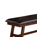 ZUN Black Faux Leathe Dining Bench, Dark Walnut SR011332