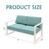ZUN Hot Sale Aluminum Comfy 2 Seat Twin Green Couch Patio Couches For Outdoor Furniture W1828140362