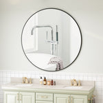 ZUN Wall Mirror 42 Inch Black Circular Mirror Metal Framed Mirror Round Vanity Mirror Dressing Mirror, W143570513