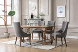 ZUN Exquisite Gray Linen Fabric Upholstered Strip Back Dining Chair with Solid Wood Legs 2 Pcs W28651716