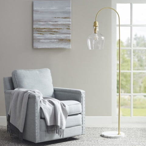 ZUN Arched Floor Lamp with Marble Base B03597670