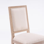 ZUN French Style Solid Wood Frame Linen Fabric Antique Painting Dining Chair ,Seat of 2,Cream W162278942